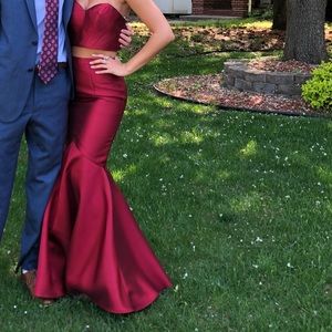 Red Mermaid Blush 2 Piece Prom Dress